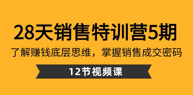 28天·销售特训营5期：了解赚钱底层思维，掌握销售成交密码（12节课）71快客-网赚-兼职-视频代发71快客网