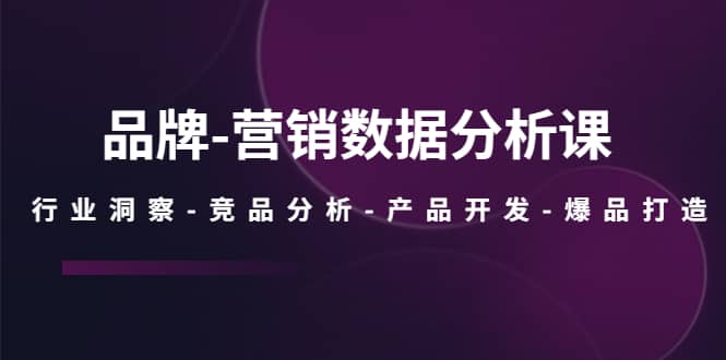 品牌-营销数据分析课，行业洞察-竞品分析-产品开发-爆品打造71快客-网赚-兼职-视频代发71快客网