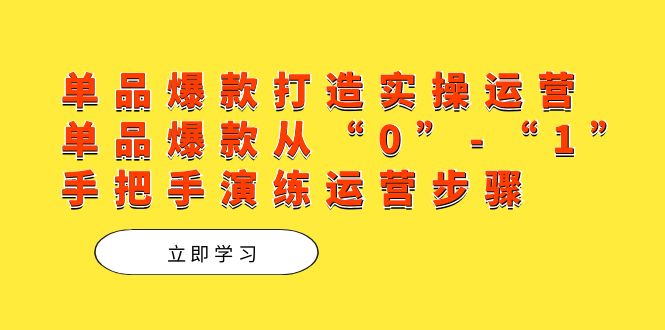 单品爆款打造实操运营，单品爆款从“0”-“1”手把手演练运营步骤71快客-网赚-兼职-视频代发71快客网