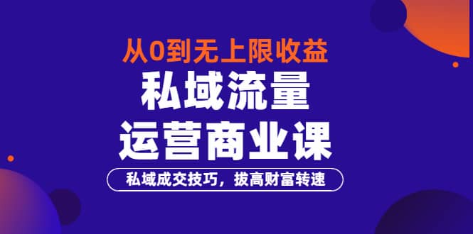 从0到无上限收益的《私域流量运营商业课》私域成交技巧，拔高财富转速71快客-网赚-兼职-视频代发71快客网