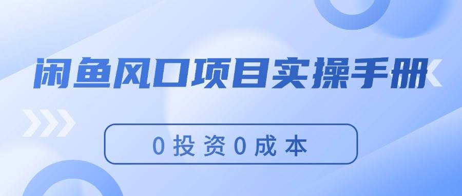 闲鱼风口项目实操手册，0投资0成本，让你做到，月入过万，新手可做71快客-网赚-兼职-视频代发71快客网