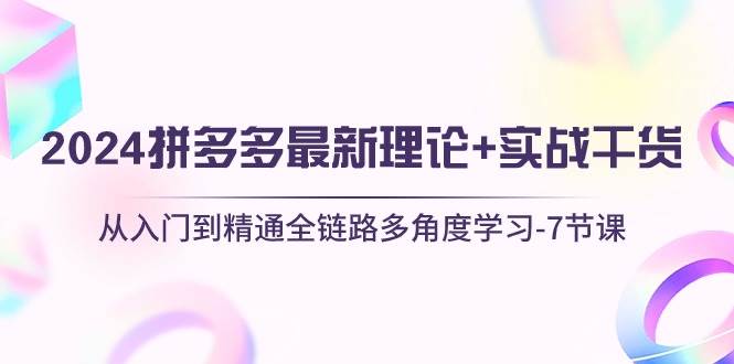 2024拼多多 最新理论+实战干货，从入门到精通全链路多角度学习-7节课71快客-网赚-兼职-视频代发71快客网