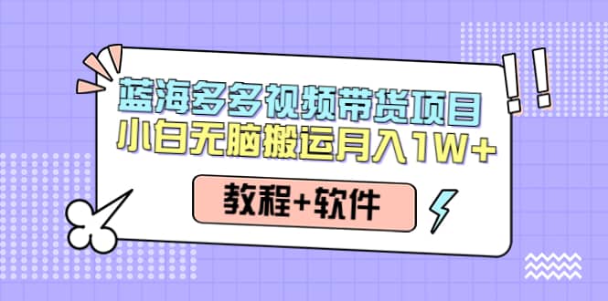 人人都能操作的蓝海多多视频带货项目 小白无脑搬运（教程+软件）71快客-网赚-兼职-视频代发71快客网