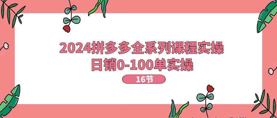 2024拼多多全系列课程实操，日销0-100单实操【16节课】71快客-网赚-兼职-视频代发71快客网