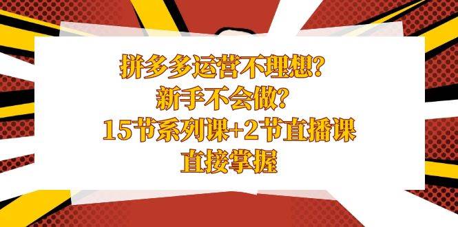 拼多多运营不理想？新手不会做？15节系列课+2节直播课，直接掌握71快客-网赚-兼职-视频代发71快客网