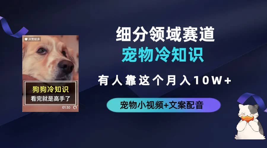 不起眼的抖音细分赛道-宠物冷知识，一段宠物视频配文案，有人靠这个月入10w71快客-网赚-兼职-视频代发71快客网