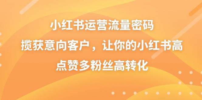 小红书运营流量密码，揽获意向客户，让你的小红书高点赞多粉丝高转化71快客-网赚-兼职-视频代发71快客网