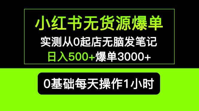 小红书无货源爆单 实测从0起店无脑发笔记爆单3000+长期项目可多店71快客-网赚-兼职-视频代发71快客网