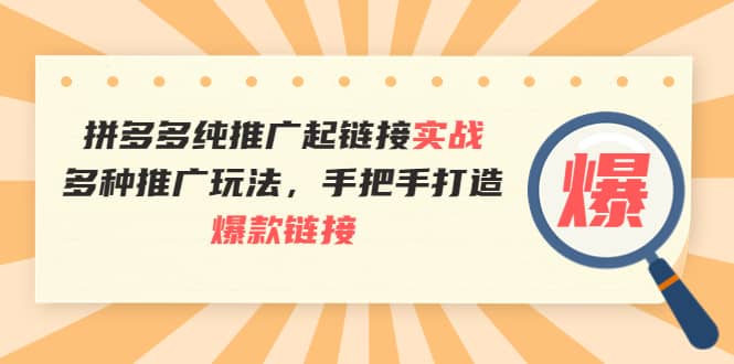 拼多多纯推广起链接实战：多种推广玩法，手把手打造爆款链接71快客-网赚-兼职-视频代发71快客网