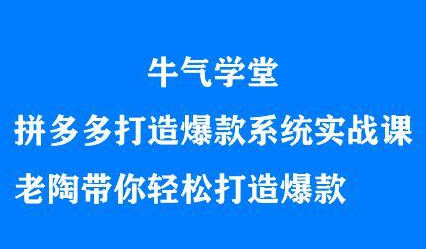 牛气学堂拼多多打造爆款系统实战课，老陶带你轻松打造爆款71快客-网赚-兼职-视频代发71快客网