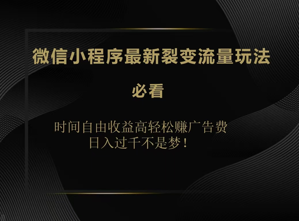 微信小程序最新裂变流量玩法，时间自由收益高轻松赚广告费，日入200-500+71快客-网赚-兼职-视频代发71快客网