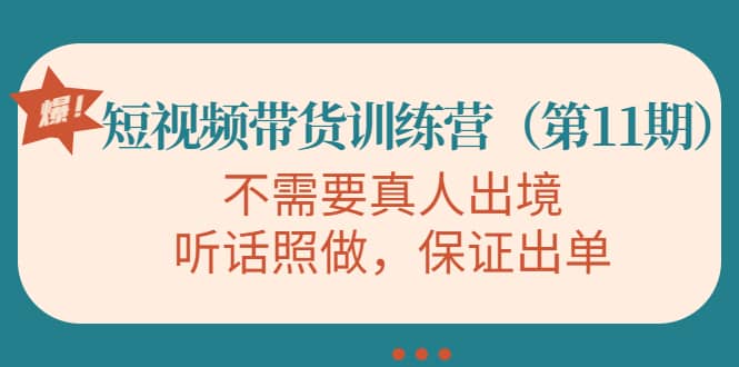 短视频带货训练营（第11期），不需要真人出境，听话照做，保证出单71快客-网赚-兼职-视频代发71快客网