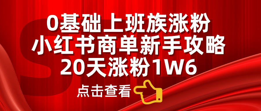 0基础上班族涨粉，小红书商单新手攻略，20天涨粉1.6w71快客-网赚-兼职-视频代发71快客网