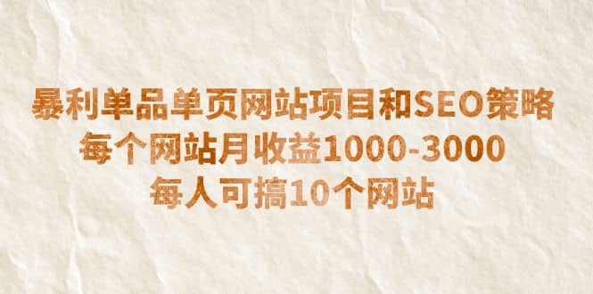 暴利单品单页网站项目和SEO策略 每个网站月收益1000-3000 每人可搞10个71快客-网赚-兼职-视频代发71快客网