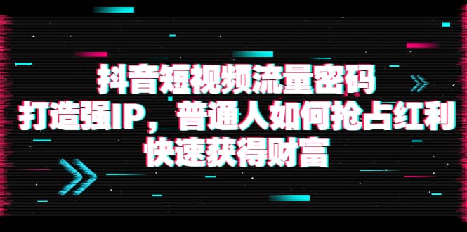 抖音短视频流量密码：打造强IP，普通人如何抢占红利，快速获得财富71快客-网赚-兼职-视频代发71快客网