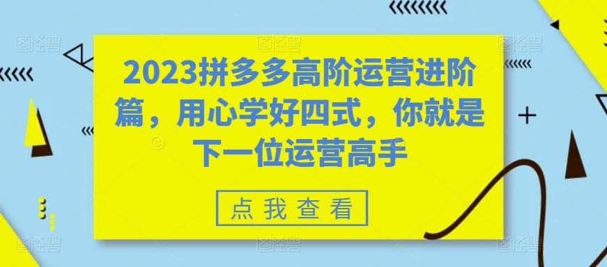 2023拼多多高阶运营进阶篇，用心学好四式，你就是下一位运营高手71快客-网赚-兼职-视频代发71快客网