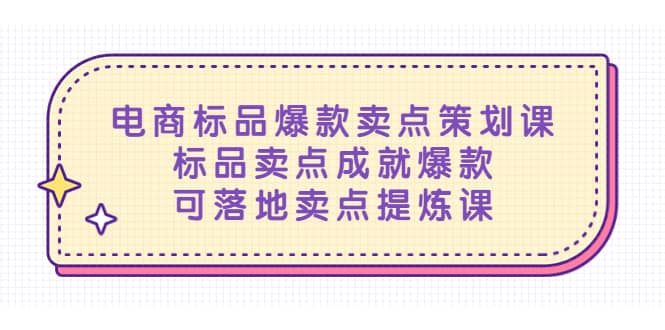 电商标品爆款卖点策划课，标品卖点成就爆款，可落地卖点提炼课71快客-网赚-兼职-视频代发71快客网