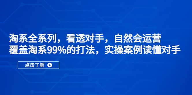 淘系全系列，看透对手，自然会运营，覆盖淘系99%·打法，实操案例读懂对手71快客-网赚-兼职-视频代发71快客网