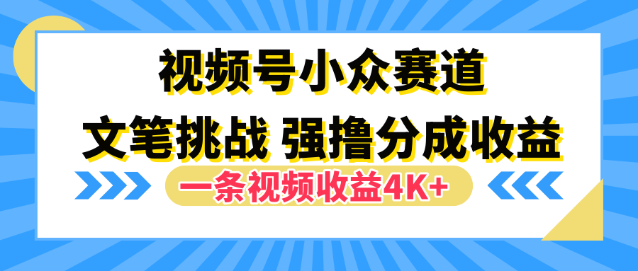 视频号小众赛道，文笔挑战，一条视频收益4K+71快客-网赚-兼职-视频代发71快客网
