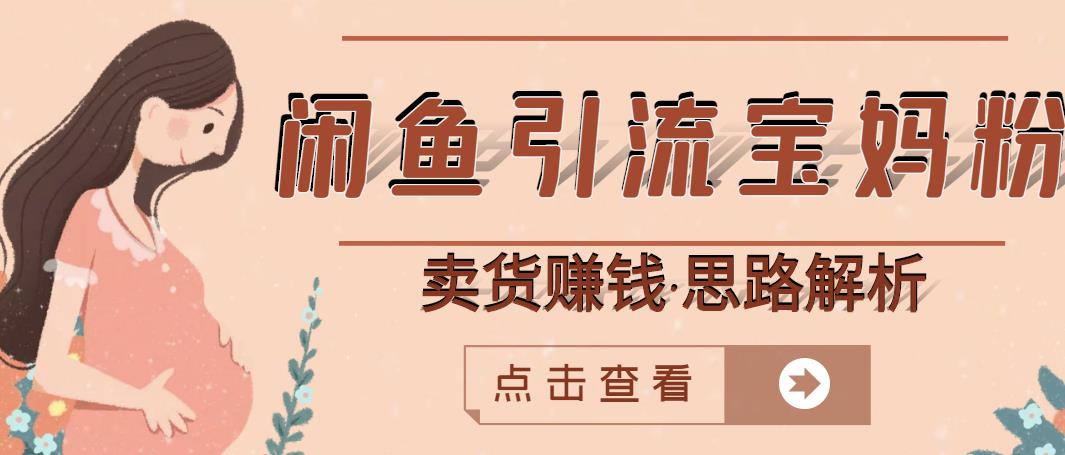 闲鱼引流宝妈粉+卖货赚钱一个月收益30000+（实操视频教程）71快客-网赚-兼职-视频代发71快客网