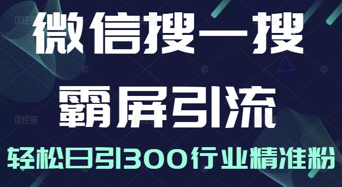 微信搜一搜霸屏引流课，打造被动精准引流系统，轻松日引300行业精准粉【无水印】71快客-网赚-兼职-视频代发71快客网