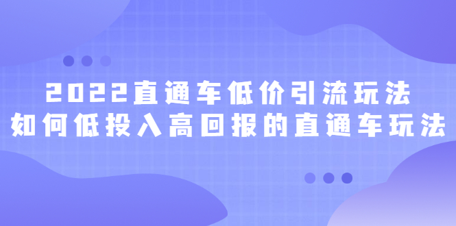 2022直通车低价引流玩法，教大家如何低投入高回报的直通车玩法71快客-网赚-兼职-视频代发71快客网