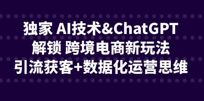独家 AI技术ChatGPT解锁 跨境电商新玩法，引流获客+数据化运营思维71快客-网赚-兼职-视频代发71快客网