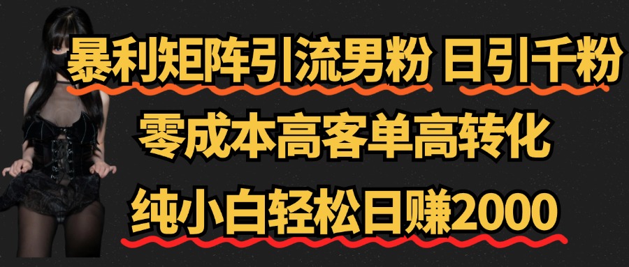 暴利矩阵引流男粉（日引千粉），零成本高客单高转化，纯小白轻松日赚2000+71快客-网赚-兼职-视频代发71快客网