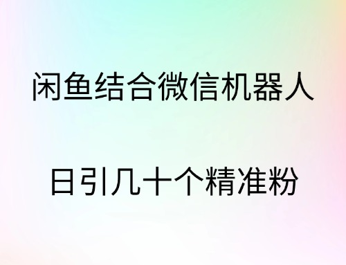 闲鱼结合微信机器人，日引几十个精准粉71快客-网赚-兼职-视频代发71快客网
