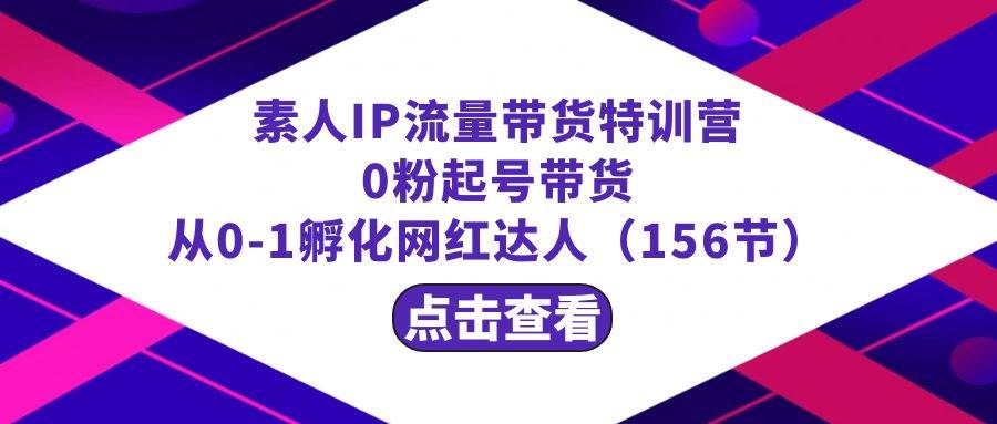 繁星·计划素人IP流量带货特训营：0粉起号带货 从0-1孵化网红达人（156节）71快客-网赚-兼职-视频代发71快客网