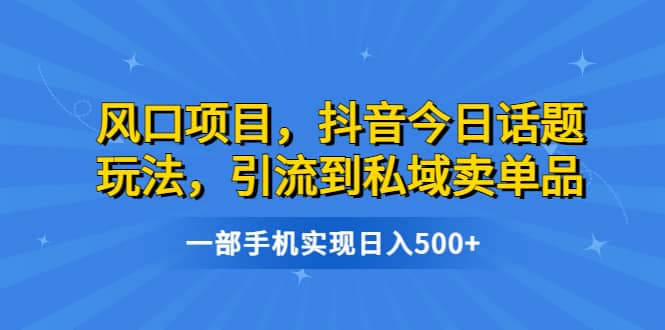 风口项目，抖音今日话题玩法，引流到私域卖单品，一部手机实现日入500+71快客-网赚-兼职-视频代发71快客网