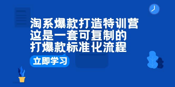 淘系爆款打造特训营：这是一套可复制的打爆款标准化流程71快客-网赚-兼职-视频代发71快客网