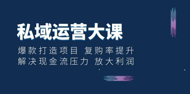 私域运营大课：爆款打造项目 复购率提升 解决现金流压力 放大利润71快客-网赚-兼职-视频代发71快客网