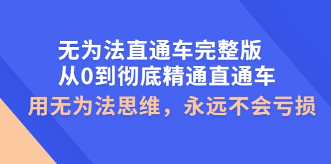 无为法直通车完整版：从0到彻底精通直通车，用无为法思维，永远不会亏损71快客-网赚-兼职-视频代发71快客网
