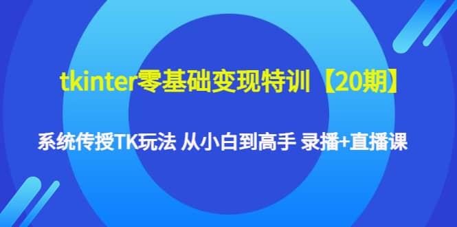tkinter零基础变现特训【20期】系统传授TK玩法 从小白到高手 录播+直播课71快客-网赚-兼职-视频代发71快客网