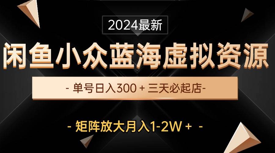 最新闲鱼小众蓝海虚拟资源，单号日入300＋，三天必起店，矩阵放大月入1-2W71快客-网赚-兼职-视频代发71快客网
