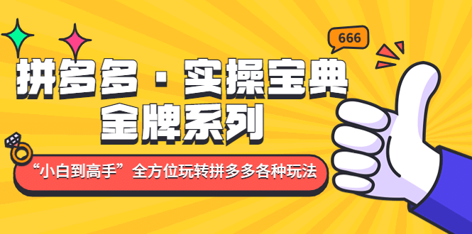 拼多多·实操宝典：金牌系列“小白到高手”带你全方位玩转拼多多各种玩法71快客-网赚-兼职-视频代发71快客网