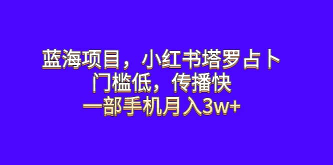蓝海项目，小红书塔罗占卜，门槛低，传播快，一部手机月入3w+71快客-网赚-兼职-视频代发71快客网