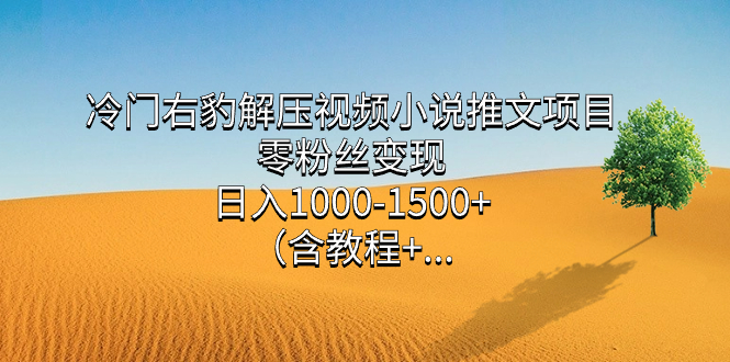 冷门右豹解压视频小说推文项目，零粉丝变现，日入1000-1500+（含教程）71快客-网赚-兼职-视频代发71快客网