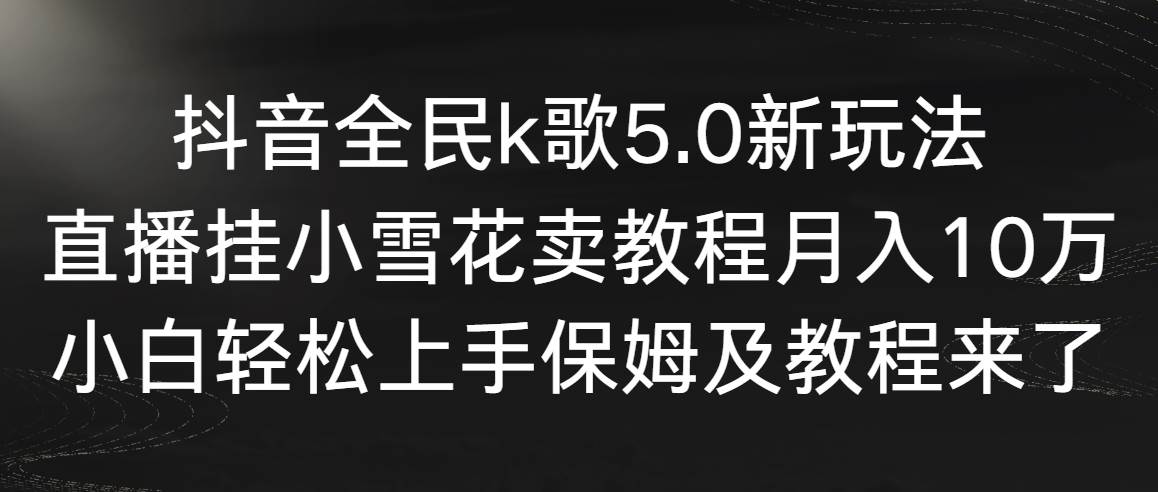 抖音全民k歌5.0新玩法，直播挂小雪花卖教程月入10万，小白轻松上手，保…71快客-网赚-兼职-视频代发71快客网