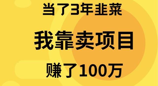 当了3年韭菜，我靠卖项目赚了100万71快客-网赚-兼职-视频代发71快客网