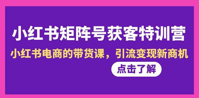 小红书-矩阵号获客特训营-第10期，小红书电商的带货课，引流变现新商机71快客-网赚-兼职-视频代发71快客网