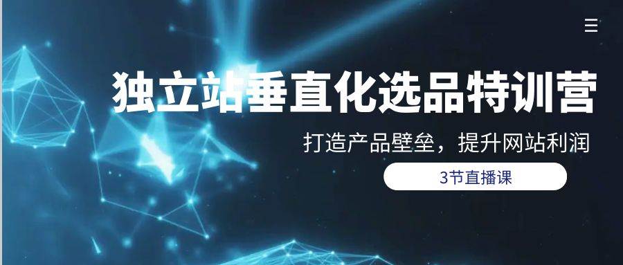 独立站-垂直化选品训练营，打造产品壁垒，提升网站利润（3节直播课）71快客-网赚-兼职-视频代发71快客网