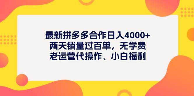 最新拼多多项目日入4000+两天销量过百单，无学费、老运营代操作、小白福利71快客-网赚-兼职-视频代发71快客网