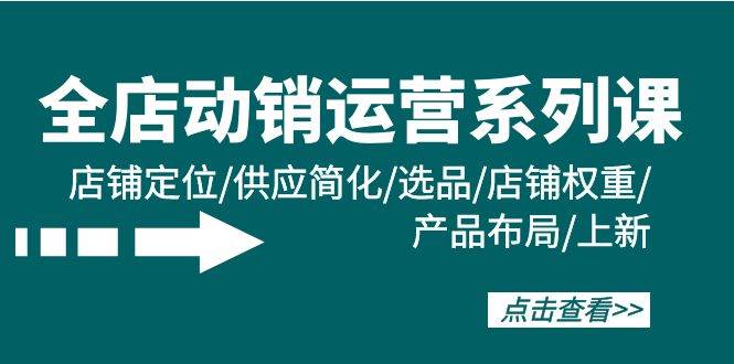 全店·动销运营系列课：店铺定位/供应简化/选品/店铺权重/产品布局/上新71快客-网赚-兼职-视频代发71快客网