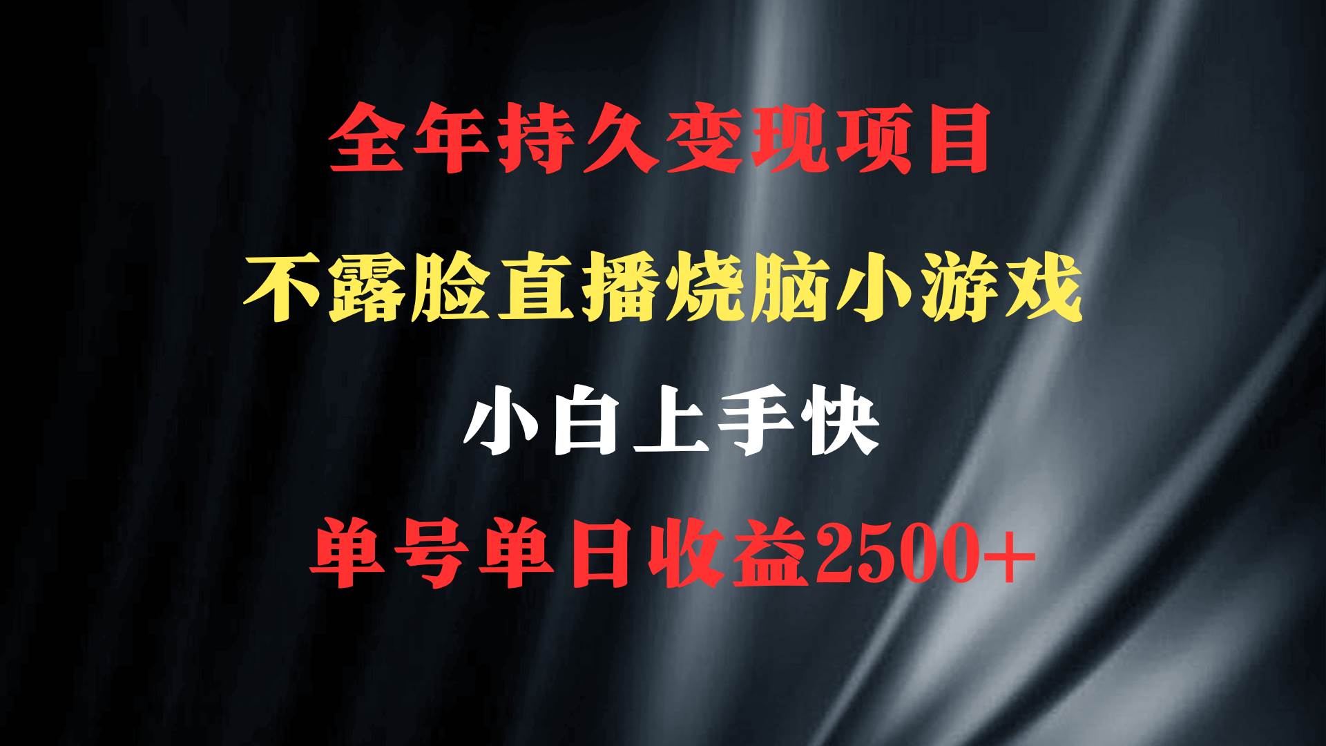 2024年 最优项目，烧脑小游戏不露脸直播  小白上手快 无门槛 一天收益2500+71快客-网赚-兼职-视频代发71快客网