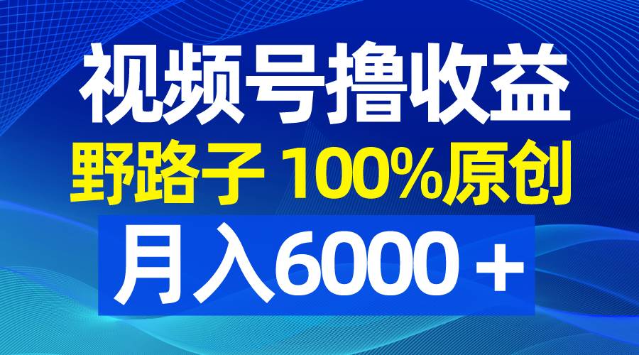 视频号野路子撸收益，100%原创，条条爆款，月入6000＋71快客-网赚-兼职-视频代发71快客网