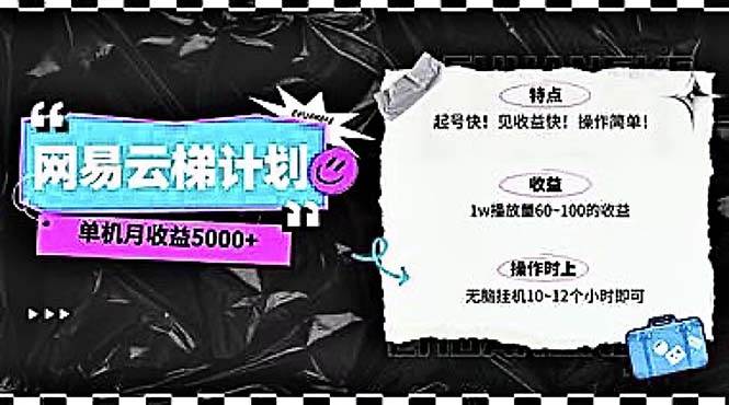2024网易云云梯计划 单机日300+ 无脑月入5000+71快客-网赚-兼职-视频代发71快客网