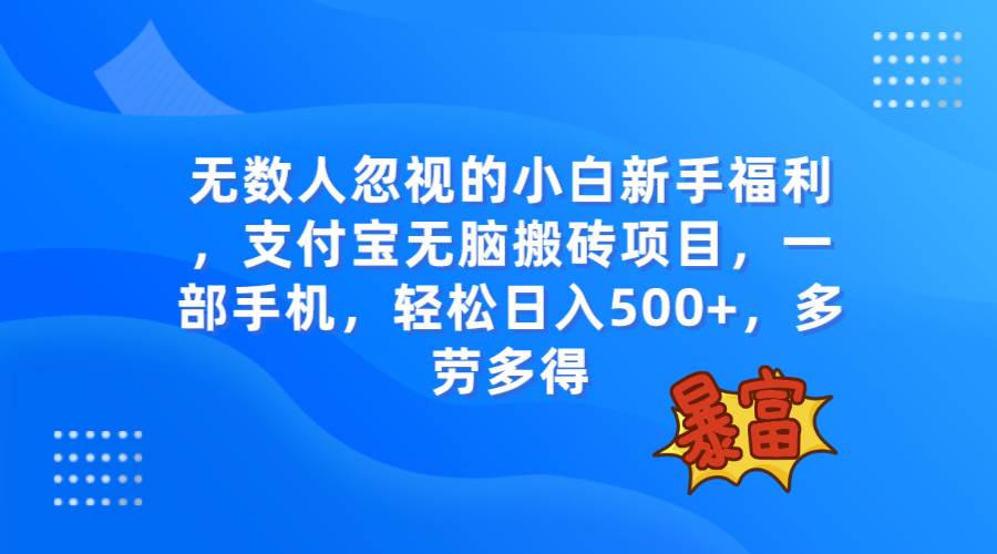 无数人忽视的项目，支付宝无脑搬砖项目，一部手机即可操作，轻松日入500+71快客-网赚-兼职-视频代发71快客网