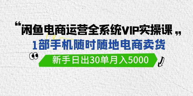 闲鱼电商运营全系统VIP实战课，1部手机随时随地卖货，新手日出30单月入500071快客-网赚-兼职-视频代发71快客网